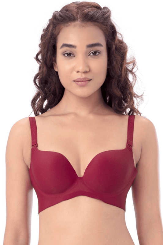 Pretty Secret Maroon Seamless Magic Wired Lightly Padded Plunge Bra