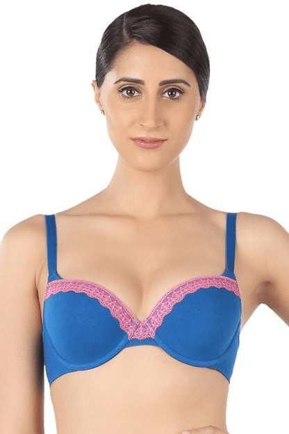 Triumph Lightly Padded Wired Lacy Balconette T-Shirt Bra - Blue