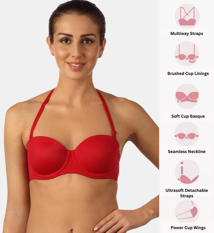 Triumph Red-Coloured Wired Detachable Padded Multi-Optional T-shirt Bra