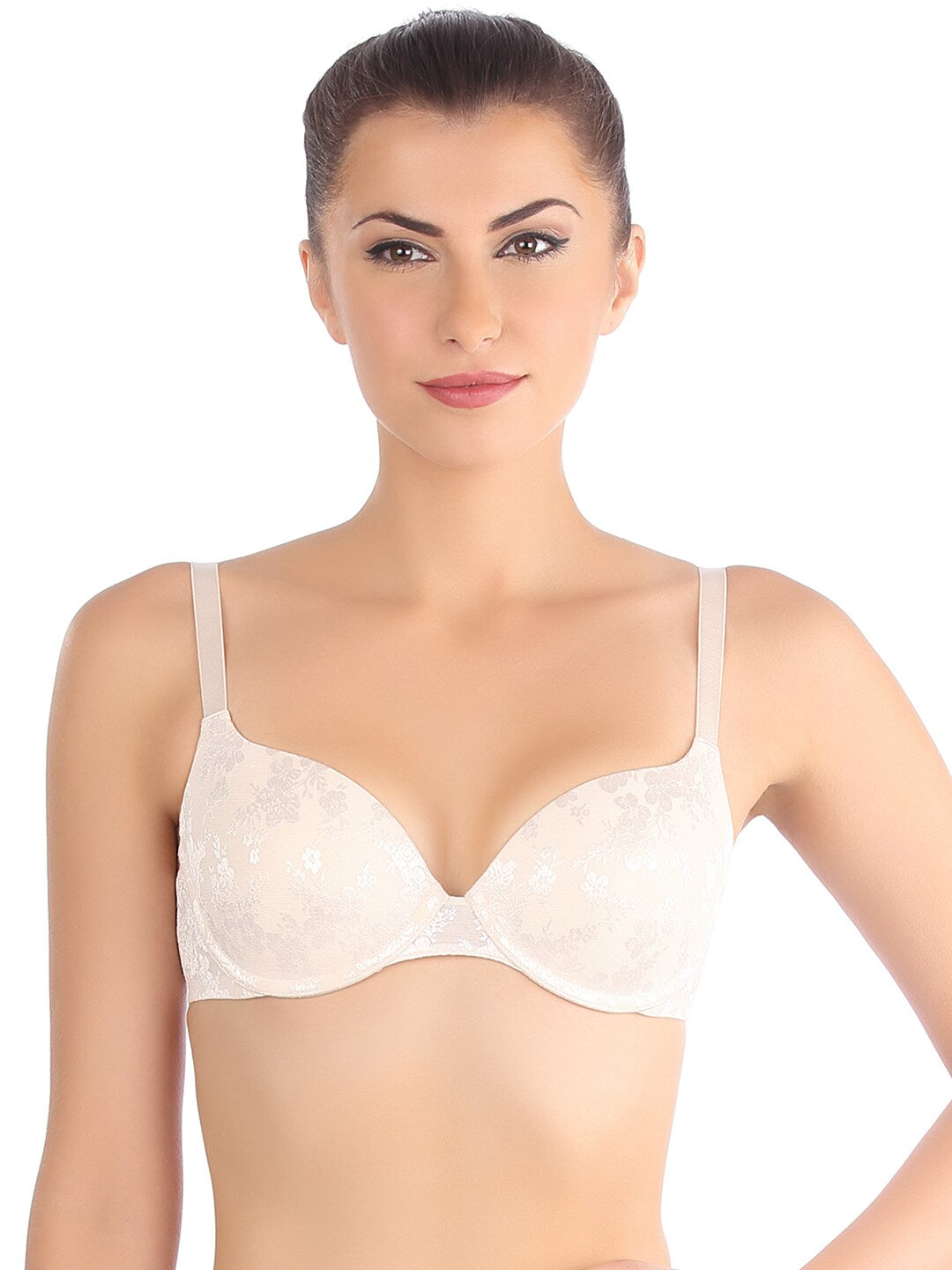 Triumph Comfort Floral Print Underwired Beige Bra