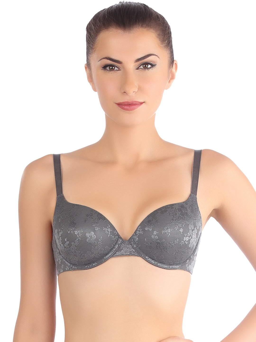 Triumph Comfort Floral Print Underwired Grey Bra