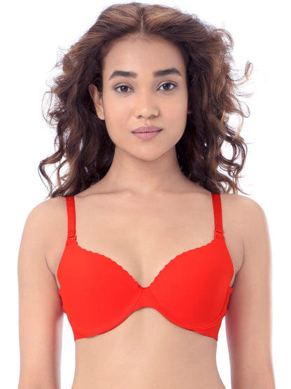 Pretty Secrets Red Underwired Lightly Padded T-shirt Bra