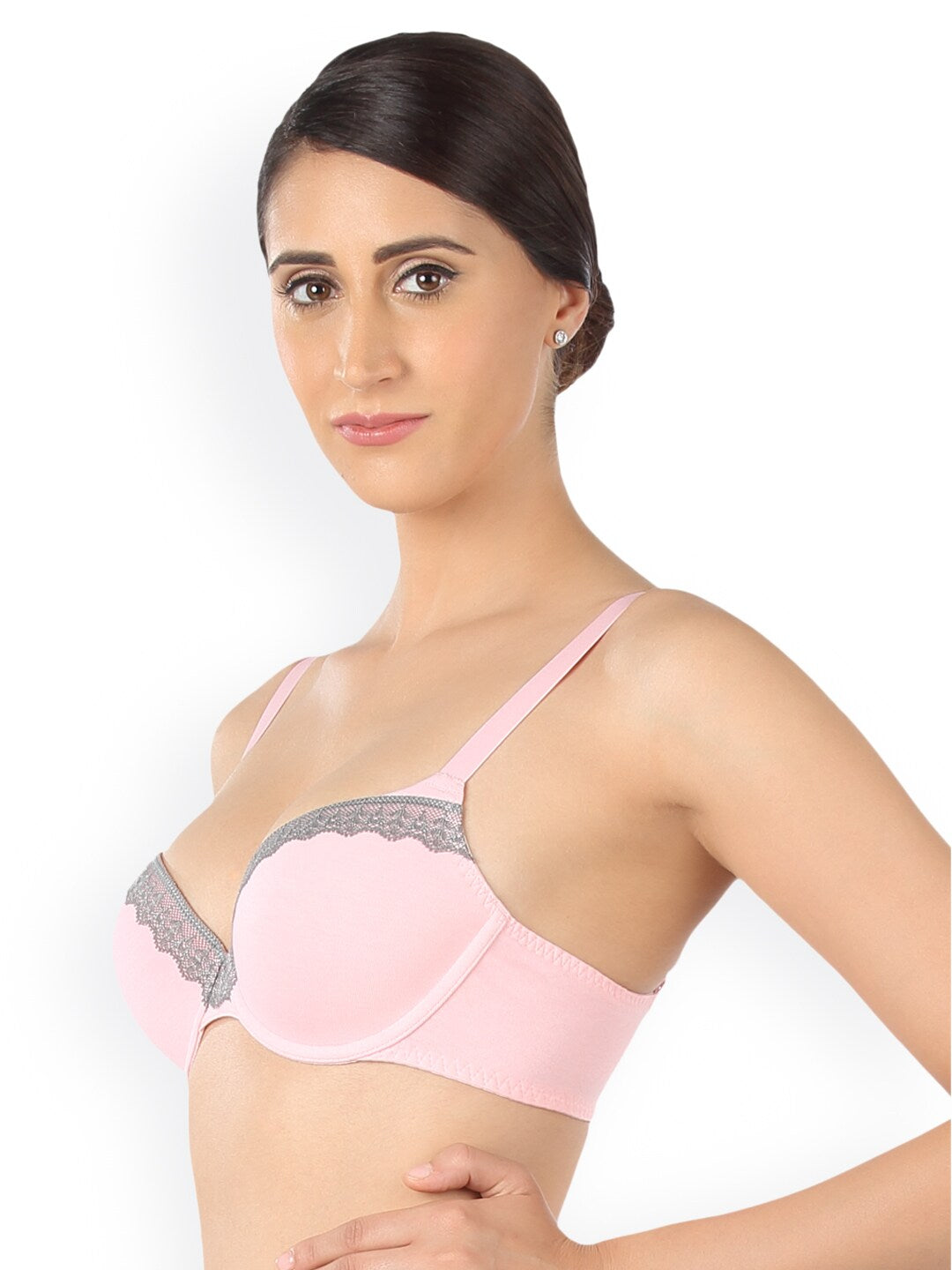 Triumph Lightly Padded Wired Lacy Balconette T-Shirt Bra - Pink