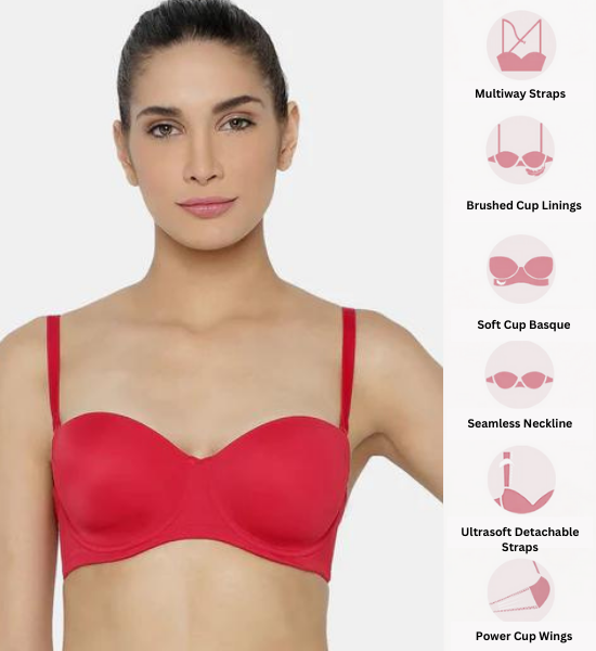 Triumph Cherry Red-Coloured Wired Detachable Padded Multi-Optional T-shirt Bra