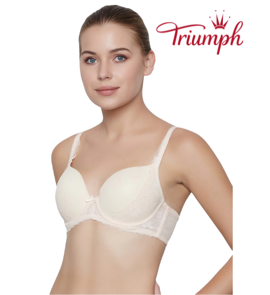 Triumph Lightly Padded Wired Lacy Balconette T-Shirt Bra - Pink