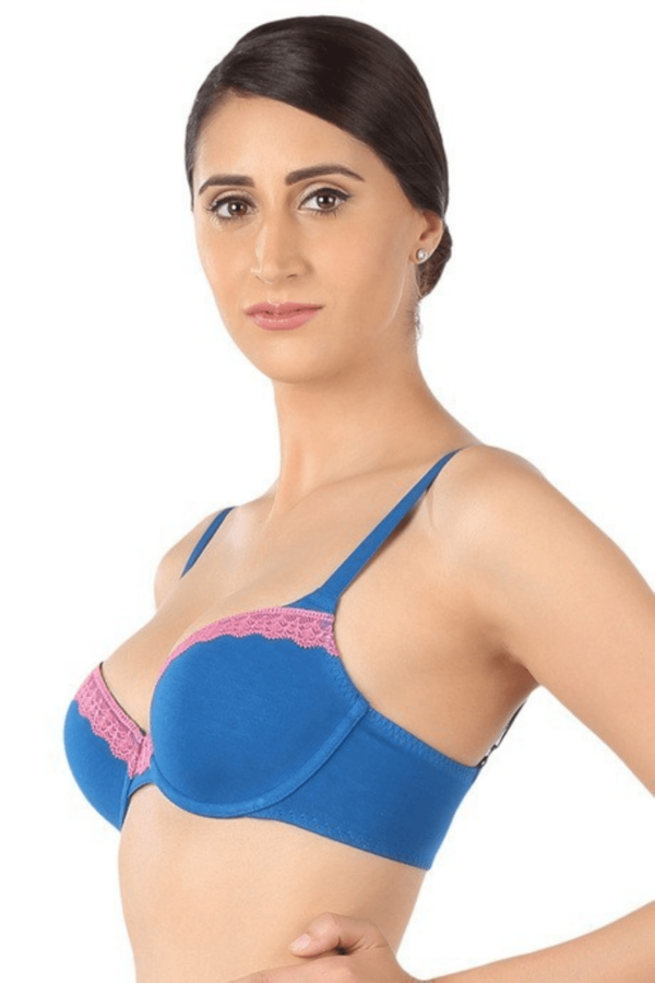Triumph Lightly Padded Wired Lacy Balconette T-Shirt Bra - Blue