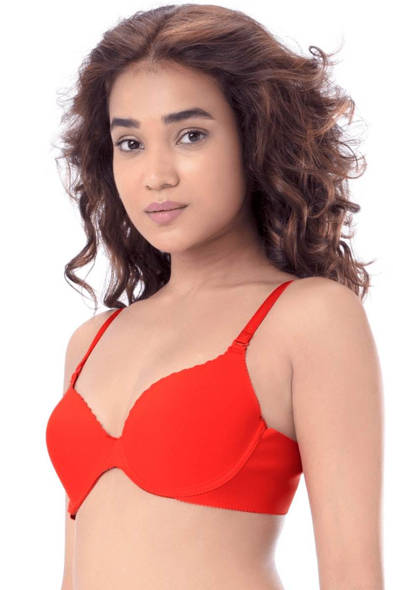 Pretty Secrets Red Underwired Lightly Padded T-shirt Bra