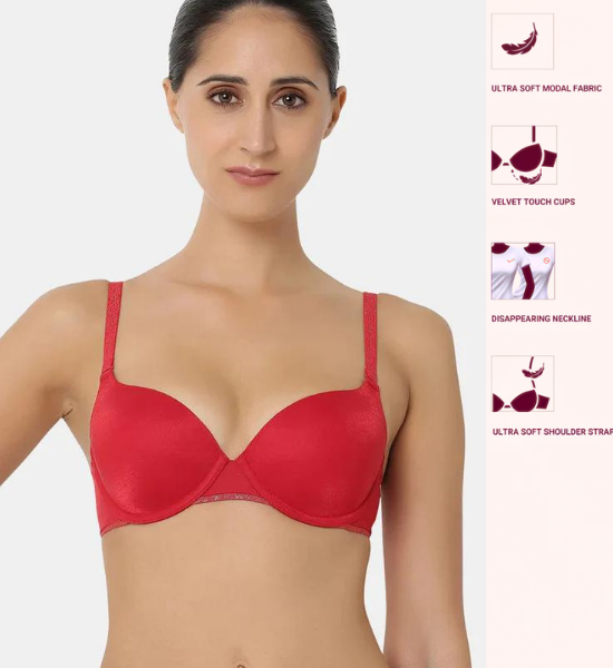 Triumph Shimmery Red Padded Wired T-Shirt Bra