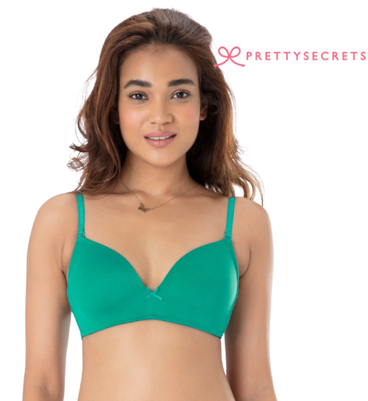 Pretty Secrets Green Non-Wired Lightly Padded T-shirt Bra