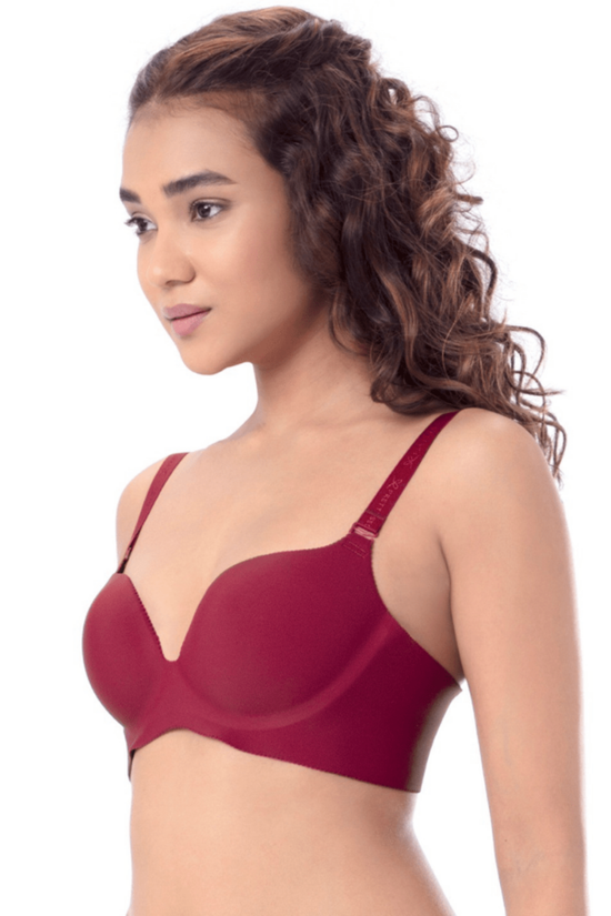 Pretty Secret Maroon Seamless Magic Wired Lightly Padded Plunge Bra