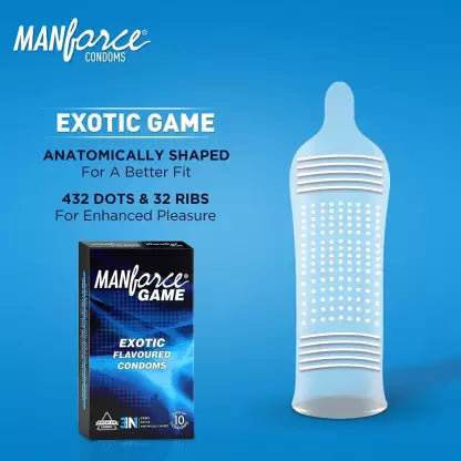 MANforce Exotic Ribbed Dotted Flavoured Male Condoms - Pack of 10