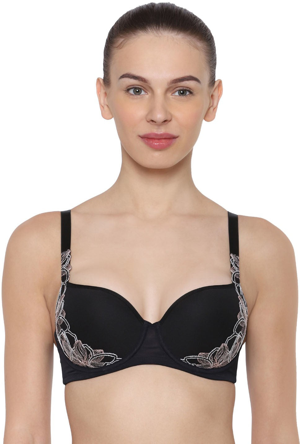 Triumph Black Wired Lacy Padded Tshirt Bra