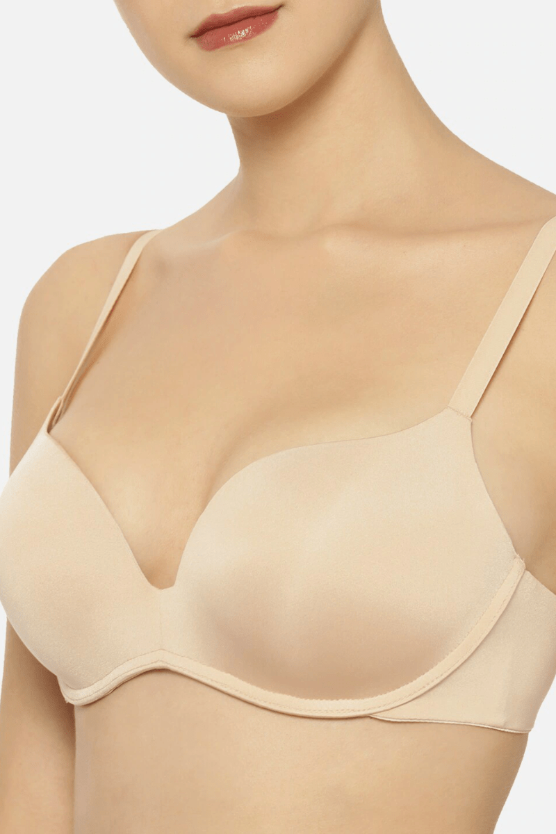 Triumph Nude-Coloured Solid Magic-Wire Padded Push-Up Bra