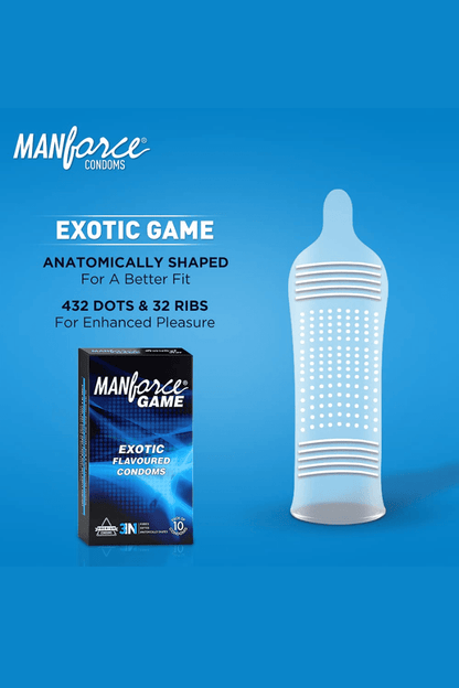 MANforce Exotic Ribbed Dotted Flavoured Male Condoms - Pack of 10