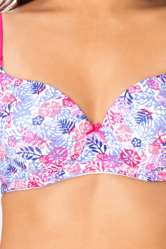 Pretty Secret Pink Floral Underwired Lightly Padded T-shirt Bra