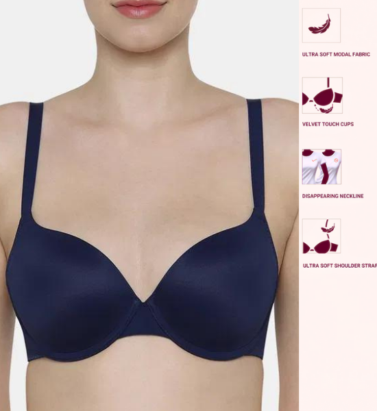 Triumph Padded Wired Medium Coverage T-Shirt Bra - Navy Blue