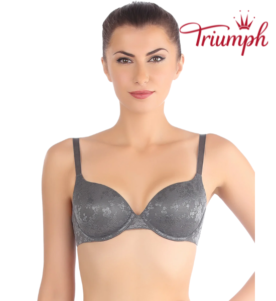 Triumph Comfort Floral Print Underwired Grey Bra