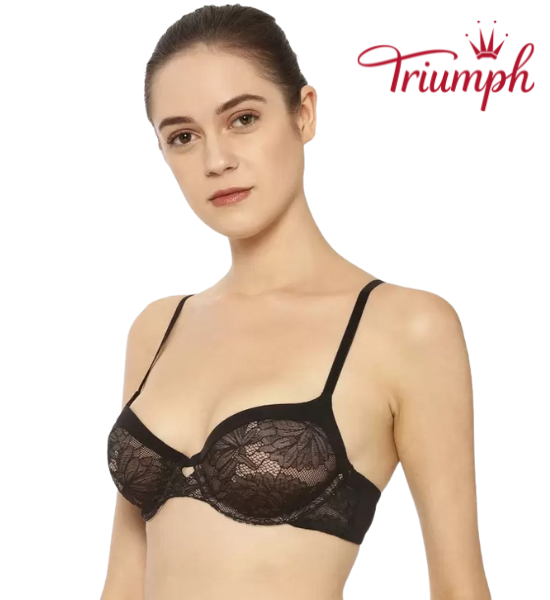 Triumph Black Floral Fantasy Lace Wired Push-Up Bra