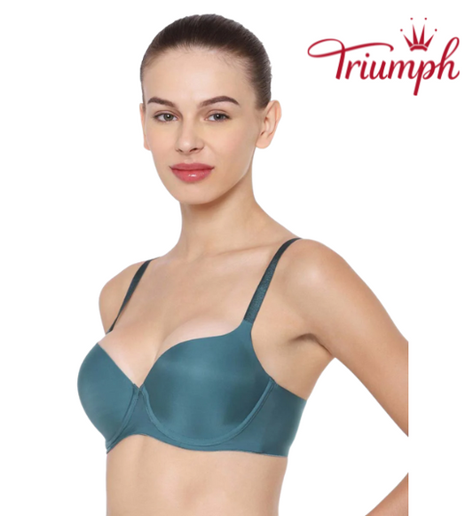 Triumph Green Solid Underwired Lightly Padded T-shirt Bra