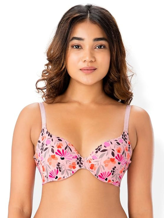 PrettySecrets Women's Seamless Padded Wired Floral Print Bra