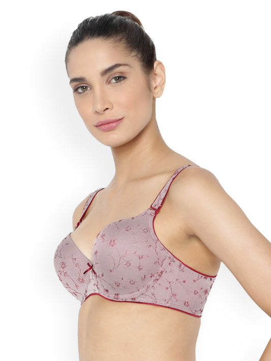 Triumph Women's Solid Wired Padded T-Shirt Bra Dark Red Combination