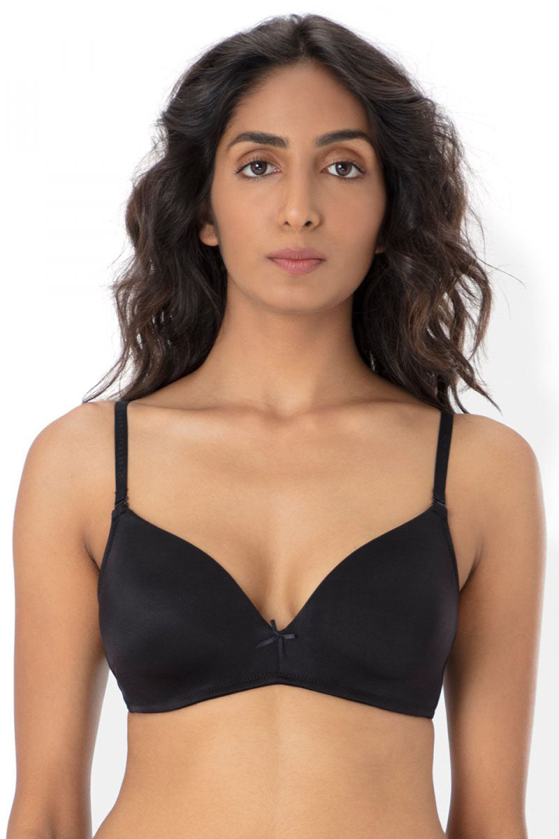 Pretty Secret Black Non-Wired Lightly Padded T-shirt Bra