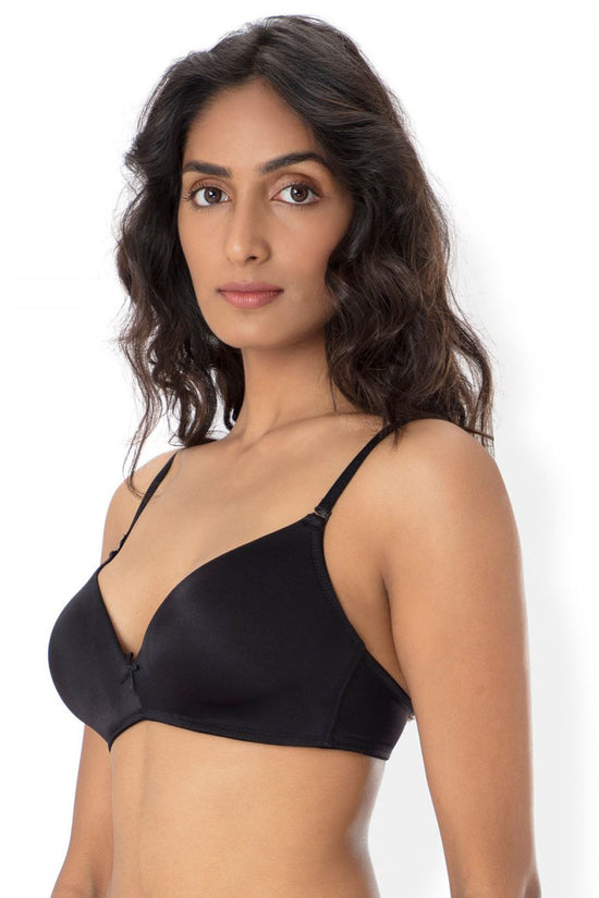 Pretty Secret Black Non-Wired Lightly Padded T-shirt Bra