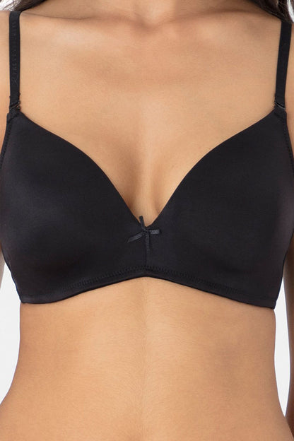 Pretty Secret Black Non-Wired Lightly Padded T-shirt Bra