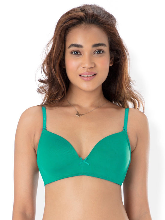 Pretty Secrets Green Non-Wired Lightly Padded T-shirt Bra