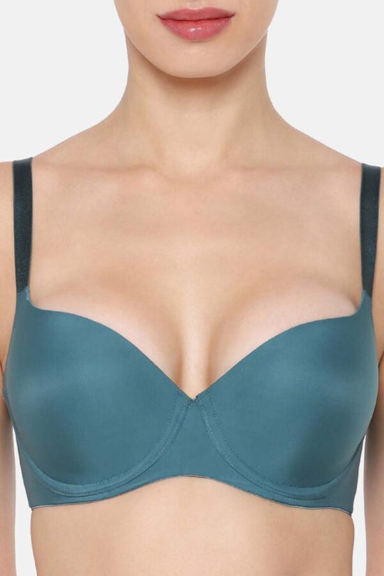 Triumph Green Solid Underwired Lightly Padded T-shirt Bra