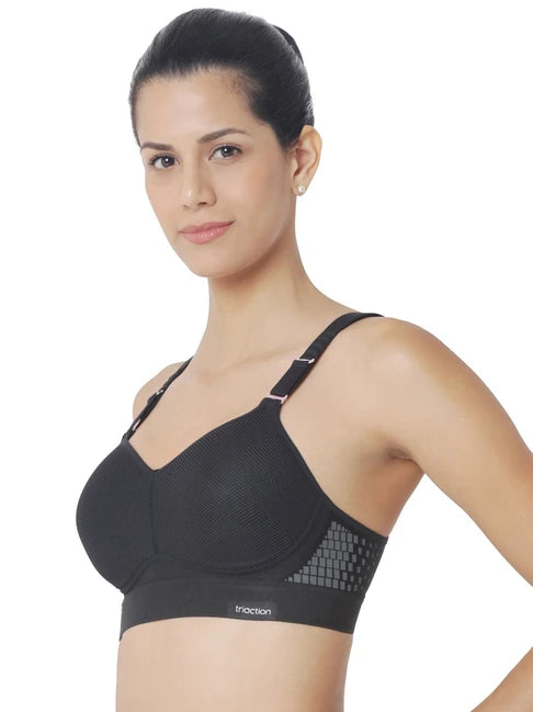 Triumph Triaction Hybrid Lite Spacer Cup Padded Wireless Extreme Support High Bounce Control Big-Cup Sports Bra - Black