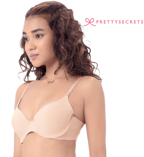 Pretty Secret Nude-Colour Solid Underwired Lightly Padded T-shirt Bra