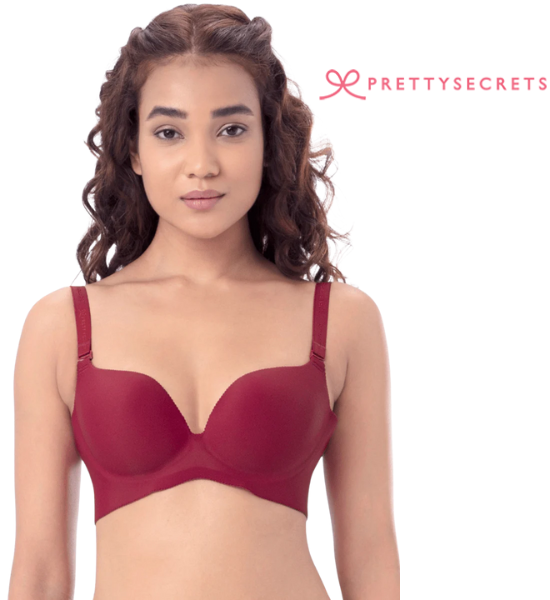 Pretty Secret Maroon Seamless Magic Wired Lightly Padded Plunge Bra