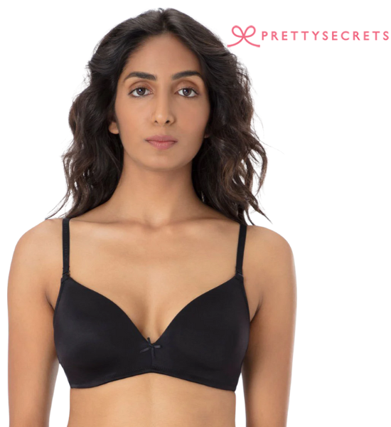 Pretty Secret Black Non-Wired Lightly Padded T-shirt Bra