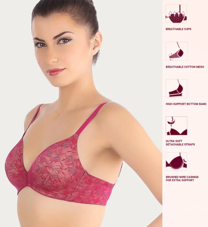 Triumph Padded Non Wired Medium Coverage T-Shirt Bra - Dark Pink