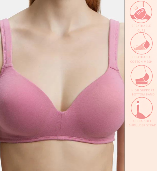 Jockey Wirefree Padded Full Coverage Lounge Bra - Heather Rose