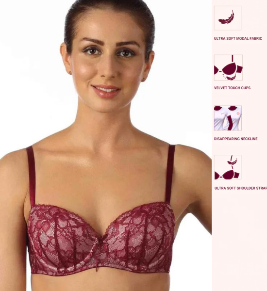 Triumph Elegant Crimson Black Lace Bra