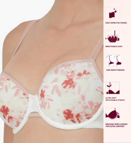 Triumph Padded Underwired AirFlow Floral T-Shirt Bra Skin