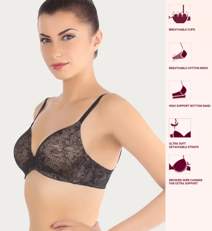 Triumph Padded Non Wired Medium Coverage T-Shirt Bra - Black