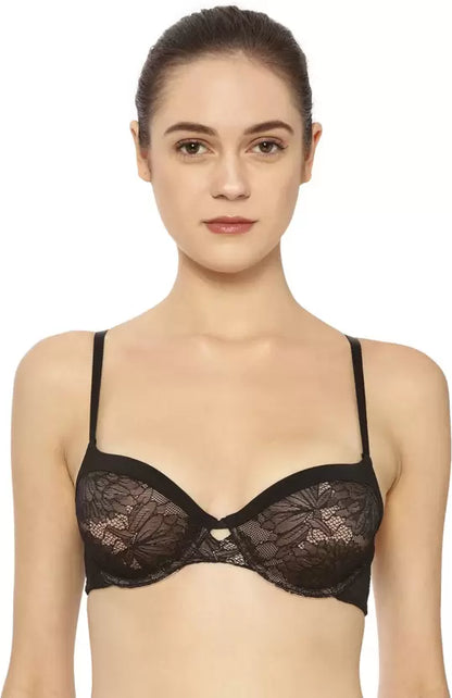 Triumph Black Floral Fantasy Lace Wired Push-Up Bra